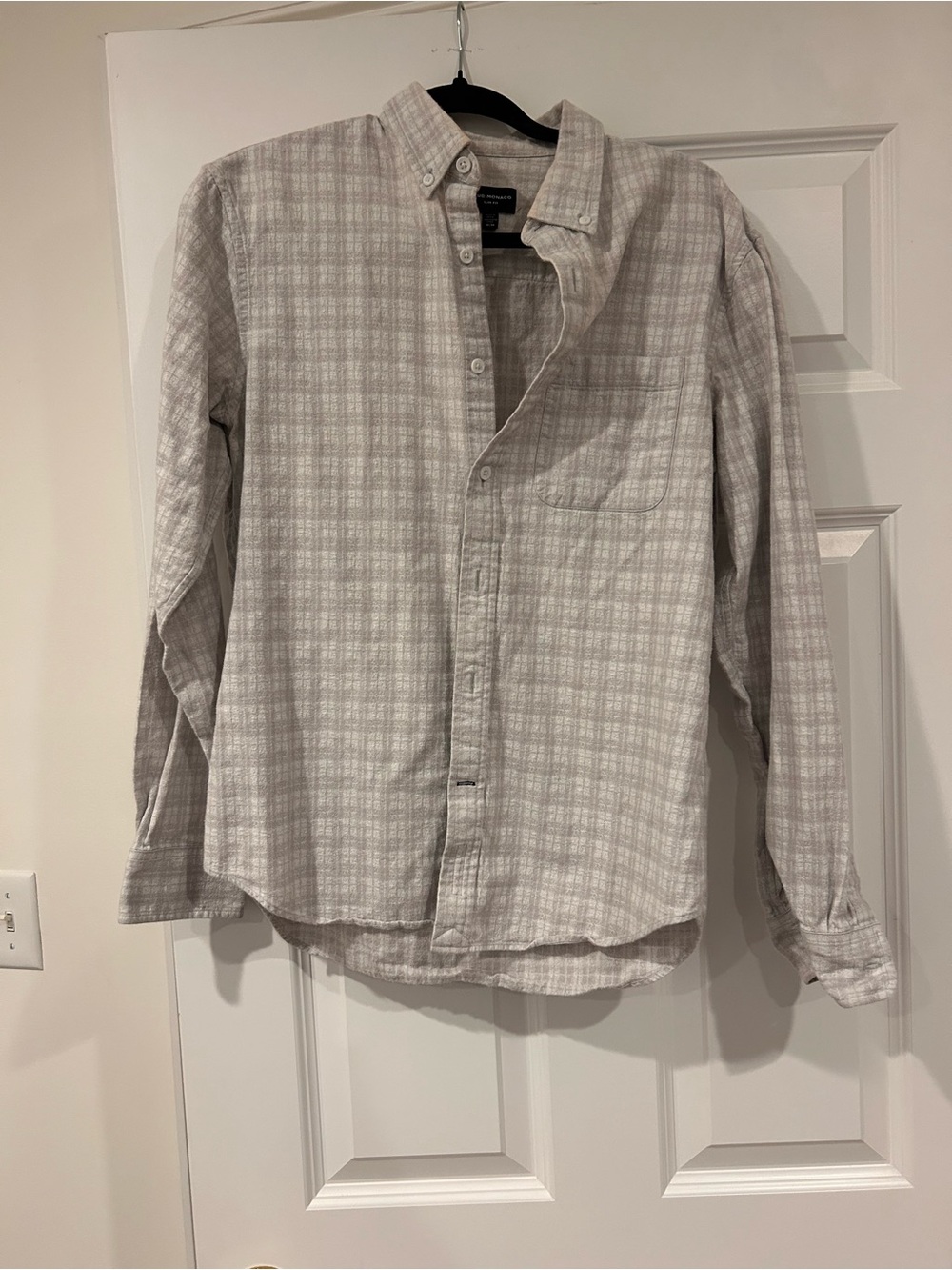 Club Monaco Light Gray Plaid Button-Down Shirt